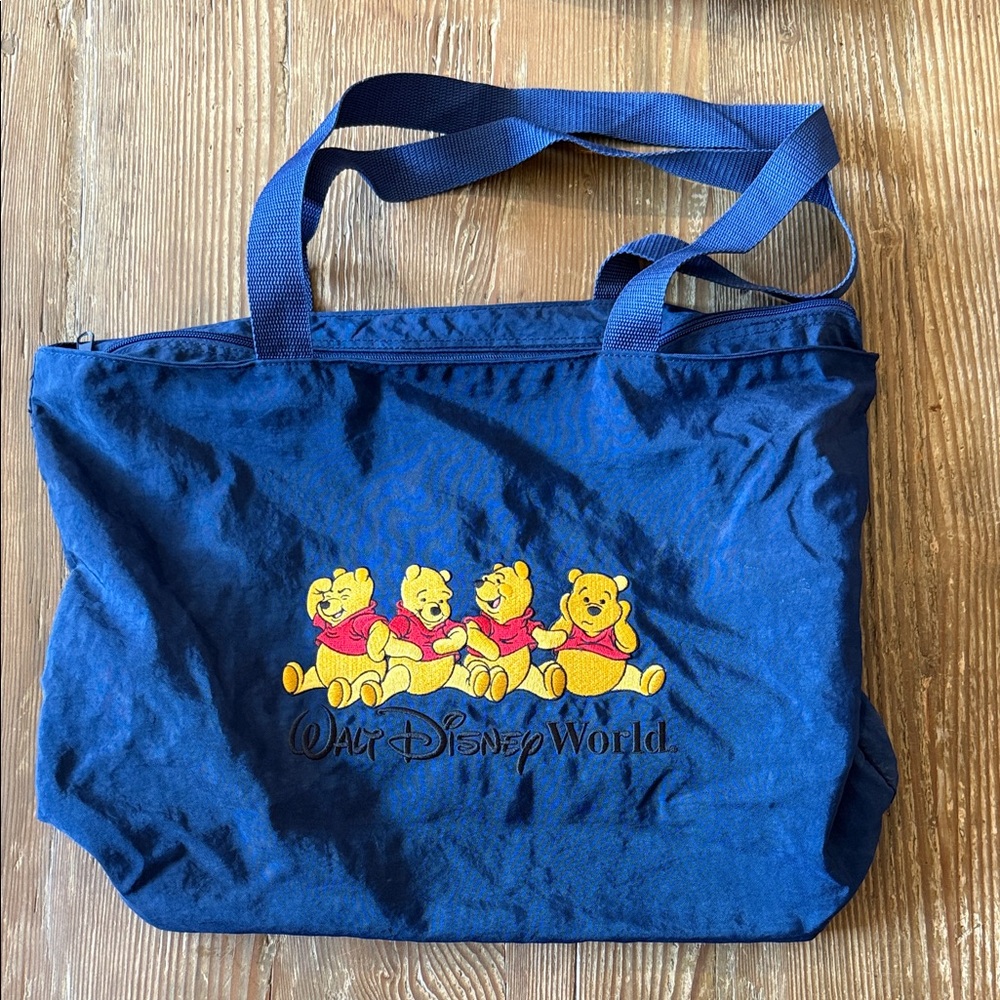 Walt Disney World Navy Tote Bag with embroidered Winnie the Pooh Design